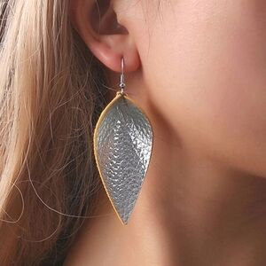 Leather Water Drop Earrings